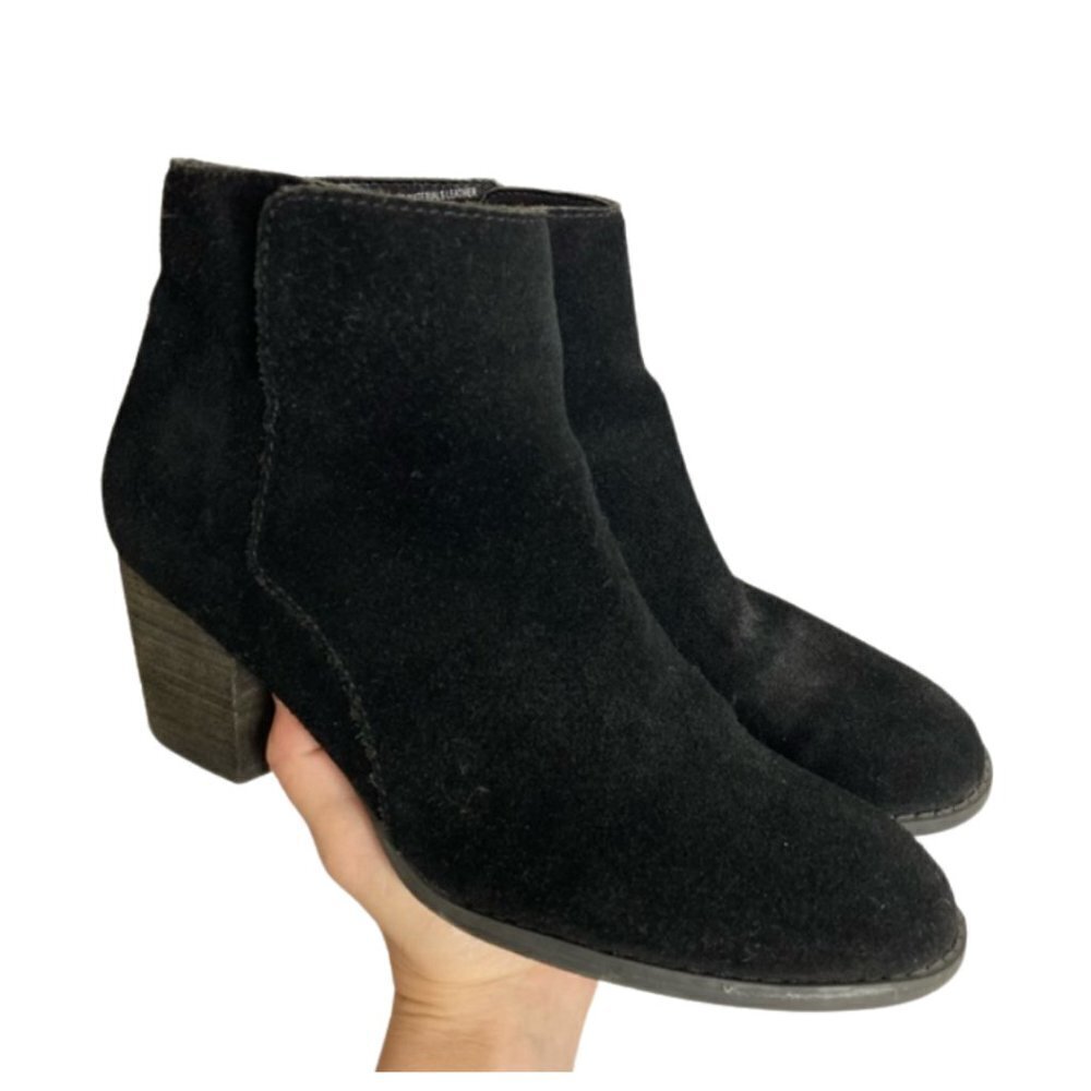 J. Jill Size 8 Black Suede Heeled Ankle Booties Boots
